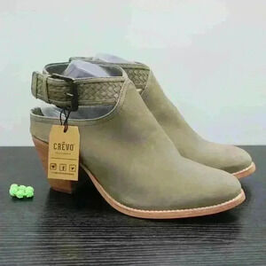 Crevo Eva Women’s Olive/Grey Suede Leather Ankle Boots Size 11